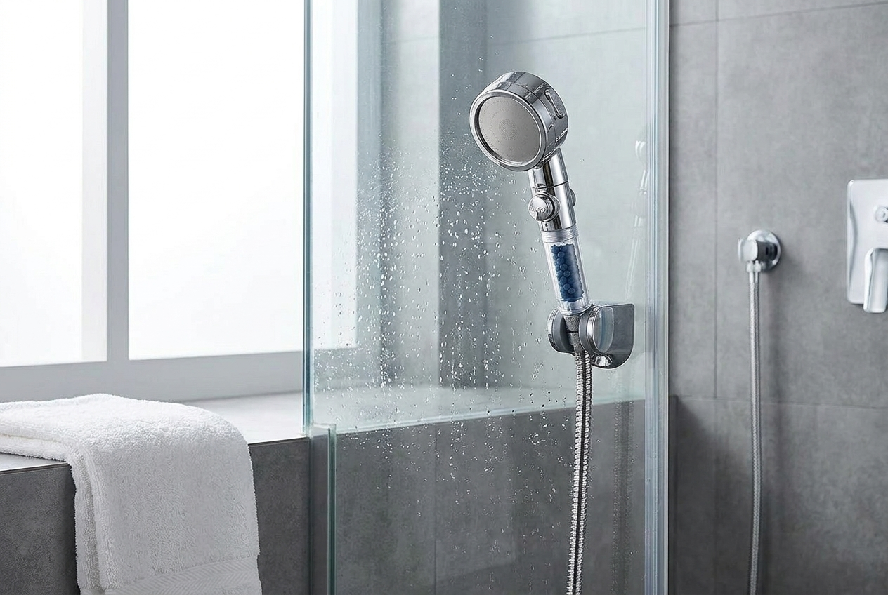 Filtered Shower Head with Stop Button, 3 Modes, High Pressure