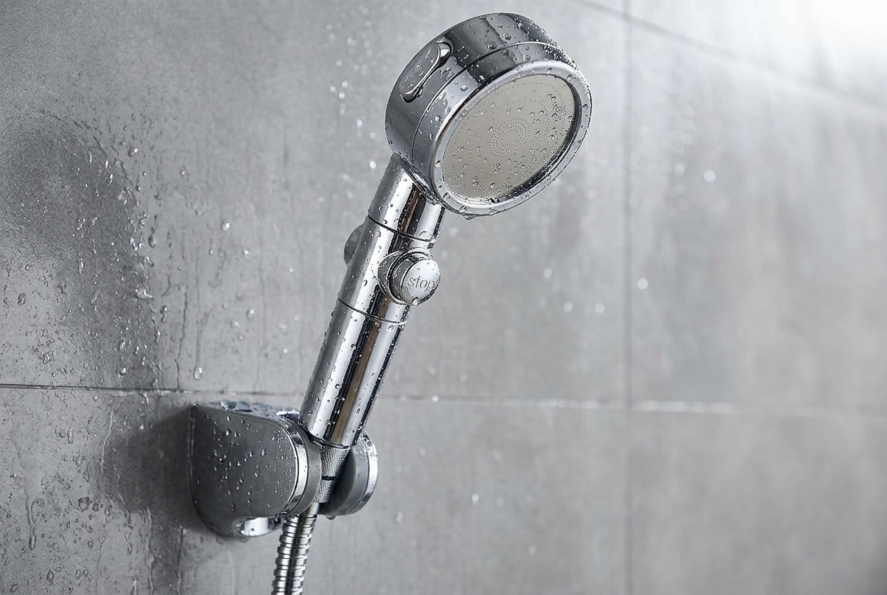 Filtered Shower Head with Stop Button, 3 Modes, High Pressure