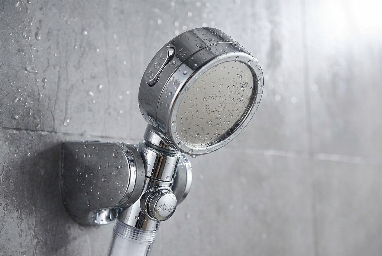 Filtered Shower Head with Stop Button, 3 Modes, High Pressure