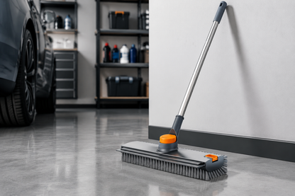Floor Scrub Brush With 54in Adjustable Long Handle, Grey&Orange  3 In 1 Floor Scrub Brush With Scraper And Stiff Bristle, Heavy Duty Floor Scrubber For Shower Bathroom Kitchen Patio Garage
